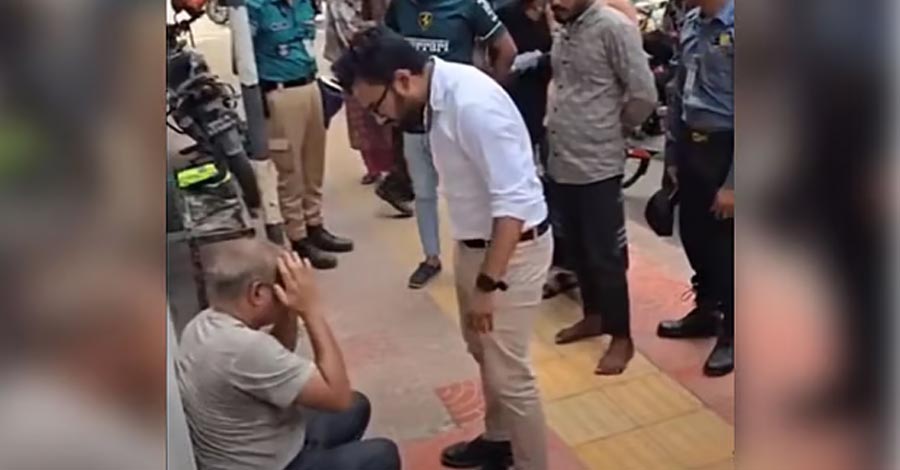 ফুটপাতে প্রকাশ্যে মারধর, ভিডিও ভাইরাল হতেই যুবক আটক; প্রত্যাহার পুলিশ সদস্য