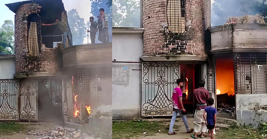 পাবনায় ছাত্রীকে ধর্ষণচেষ্টার অভিযোগ, ক্ষুব্ধ জনতার আগুনে পুড়ল মাদ্রাসা